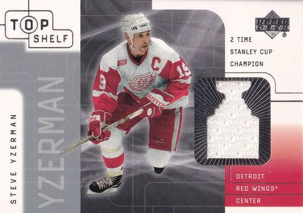 jersey karta STEVE YZERMAN 01-02 Top Shelf Game-Used Jersey číslo SY